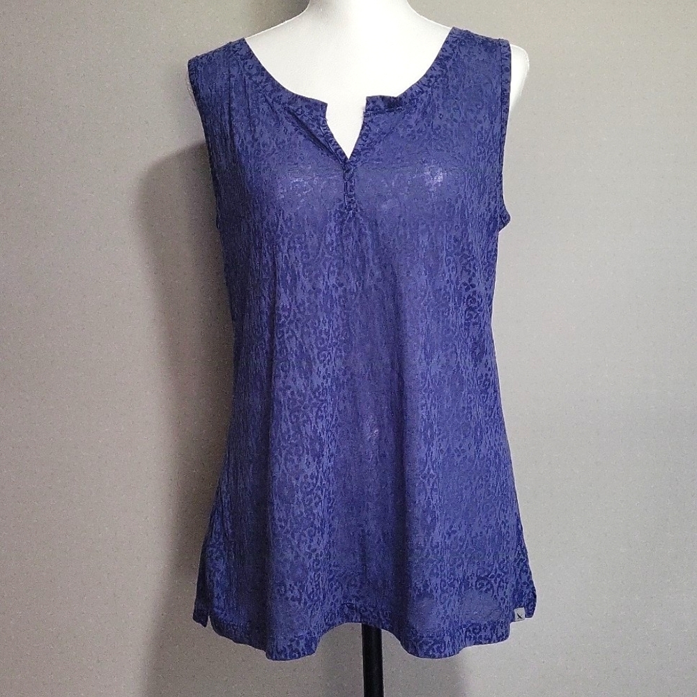 Eddie Bauer blue sleeveless burnout top, large